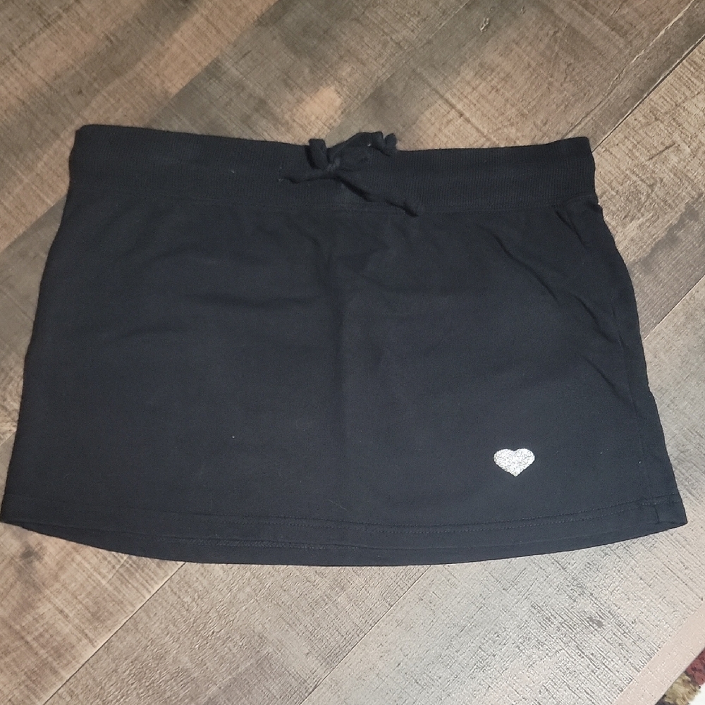 Wet Seal Black Mini Skirt with Heart Detail